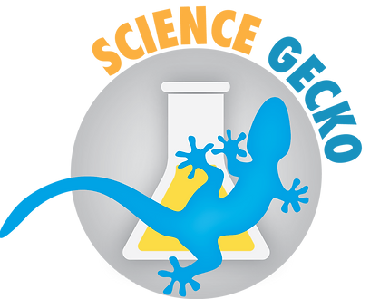 Logo of a gecko on a conical flask